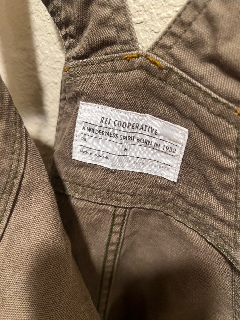 Women’s REI Olive Green Denim Overalls - Picture 5 of 5